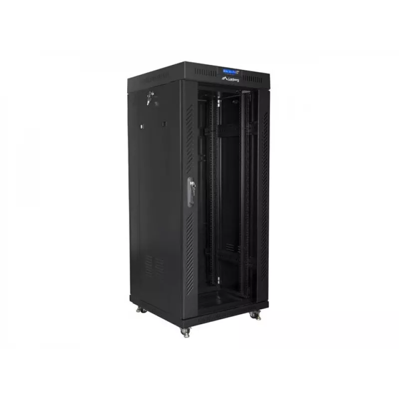 Rack autónomo LANBERG FF01-6627-12BL 19 polegadas 27HE 600x600 mm porta de vidro, capacidade de 800 kg
