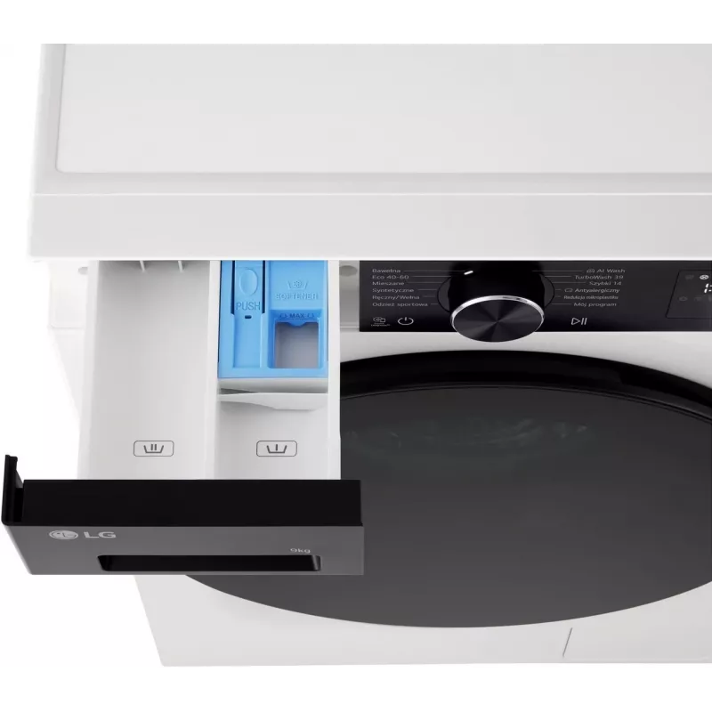 Máquina de lavar LG | F2X50S9THB | Classe de eficiência energética A | Carga frontal | Capacidade de lavagem 9 kg | 1200 rpm | Profundidade 48 cm | Largura 60 cm | LED | Função vapor | Acionamento direto | W