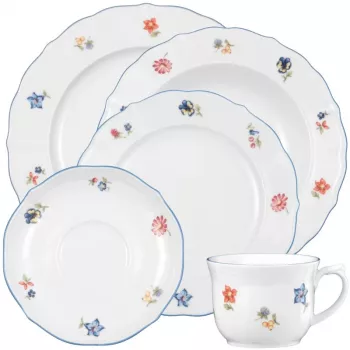 Conjunto de louça Seltmann Weiden 30 peças porcelana branco 6 pessoas