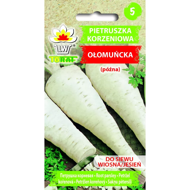 Sementes de salsa Olomouc Toraf, embalagem de 5 g