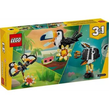 Brinquedo de construção LEGO Creator 3-em-1 animais selvagens conjunto tucano tropical 31173