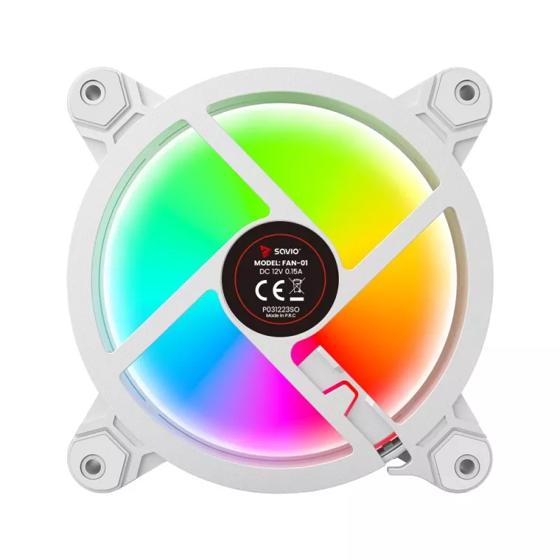 SAVIO FAN-01 WHITE pack de 4 ventoinhas ARGB 120mm incluindo controlador e comando