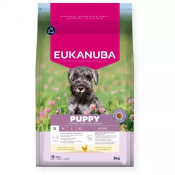 Alimento seco para cachorros EUKANUBA Puppy Small, frango, 3 kg – para cachorros de raças pequenas 2–4,9 kg, 33 % proteína, 21 % gordura