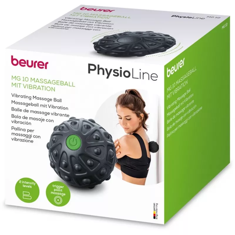 Bola de massagem Beurer MG 10 — bola de massagem vibratória, Ø 75 mm, aplicação universal, preto/verde