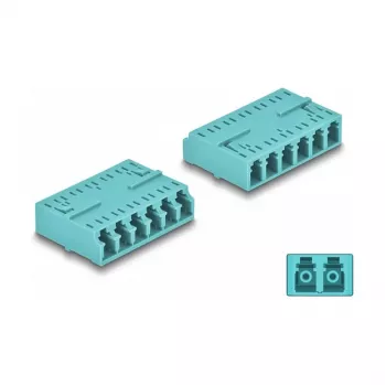 Acoplador de fibra ótica DeLOCK HD LC Hexaplex fêmea para LC Hexaplex fêmea aqua
