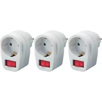 Tomada de parede comutável pack de 3 Basetech 1 polo branco