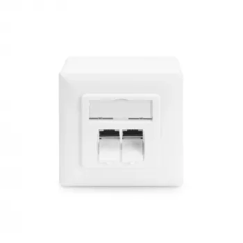 Tomada de dados CAT.6A, saliente, blindada, 2x RJ-45 LSA (branco, 5 unidades, Classe E)