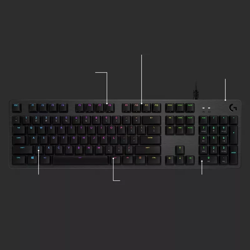 Teclado de gaming Logitech G512, Preto, com fios, layout suíço, 920-009347