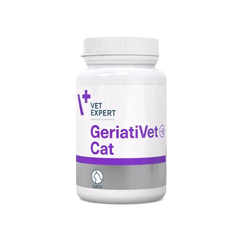 Suplemento alimentar VETEXPERT GeriatiVet gato cápsulas 60 unidades — apoio para gatos idosos, promoção da função cerebral, sem glúten e sem soja