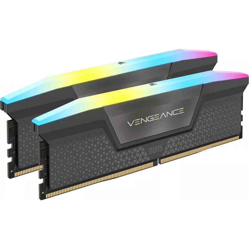 CORSAIR VENGEANCE RGB 32GB 2x16GB DDR5 6000MT/s DIMM Unbuffered 36-44-44-96 Std PMIC AMD EXPO dissipador cinzento PCB preto 1.4V