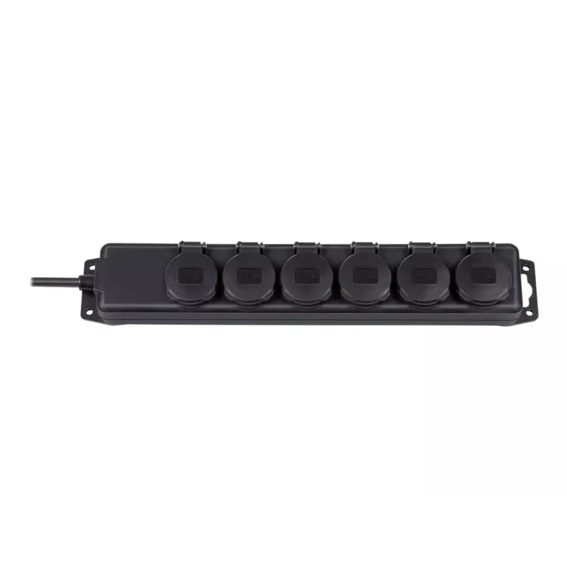 Régua de tomadas IP44 6 tomadas preto 2m H07RN-F 3G1,5 (1159970)