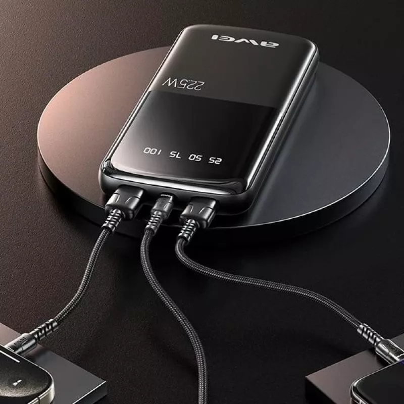 Powerbank Awei P10K 10000 mAh 22,5W preto/preto (10000mAh, 22W, 22,50Wh), powerbank, preto