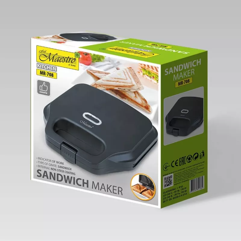 Máquina de paninis Maestro MR-708 750 W – torradeira de sanduíches para bancada