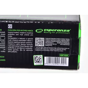 Tapete de rato gaming ESPERANZA EGP102R — poliéster, 300×240 mm, 3 mm de espessura, preto, superfície impressa