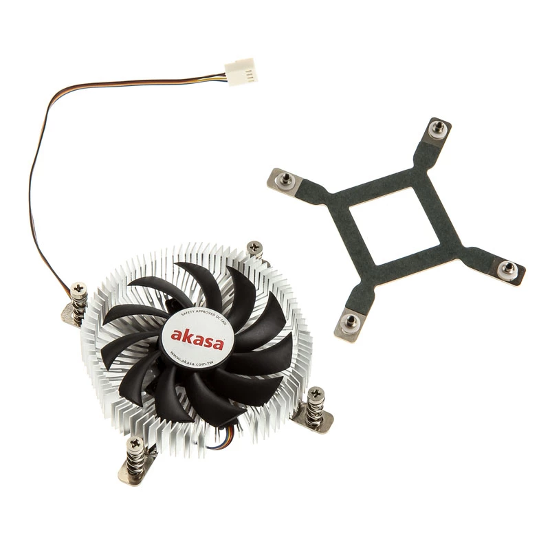 Akasa AK-CC7129BP01 cooler de CPU de perfil baixo, 75 mm, LGA775/LGA1156/LGA1155/LGA1150, alumínio