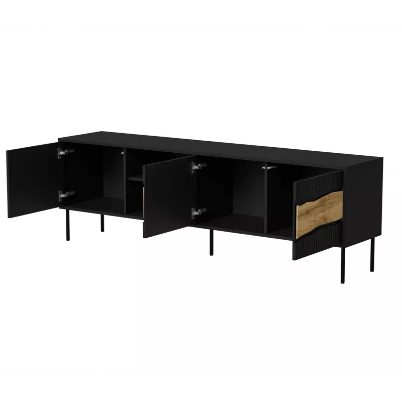 Móvel de TV cama meble INSERTO 3D1W 190x40x62 cm preto com LED