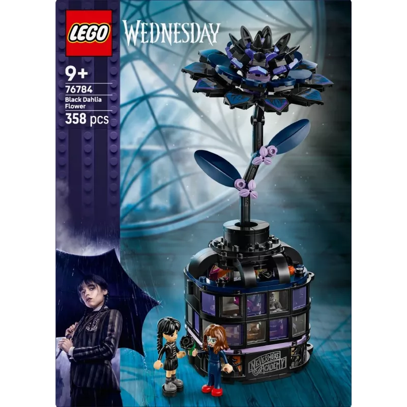 Conjunto de construção LEGO Wednesday 76784 flor dália negra — modelo decorativo, 358 peças, 9+ anos