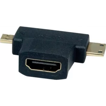 Adaptador HDMI VALUE com Ethernet - HDMI fêmea para mini HDMI, micro HDMI macho