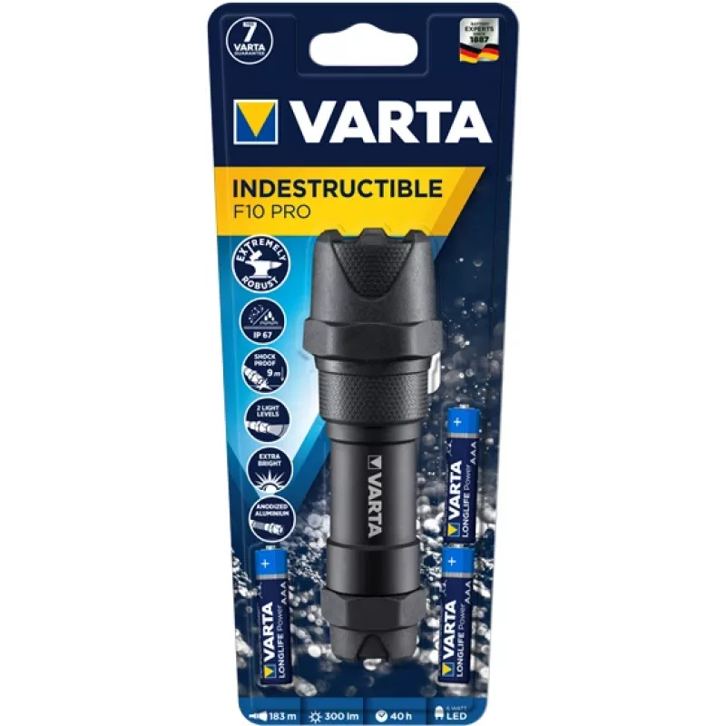 Lanterna de mão Varta INDESTRUCTIBLE F10 PRO preto 6W 300lm IP67