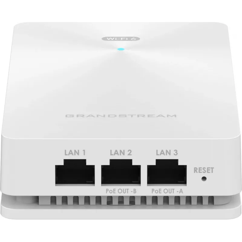 Grandstream GWN7661E ponto de acesso Wi-Fi 6 de parede embutido, AX3000, banda dupla 2,4/5 GHz, 3 Gbps, MU-MIMO, PoE/PoE+, portas Gigabit, 256 clientes