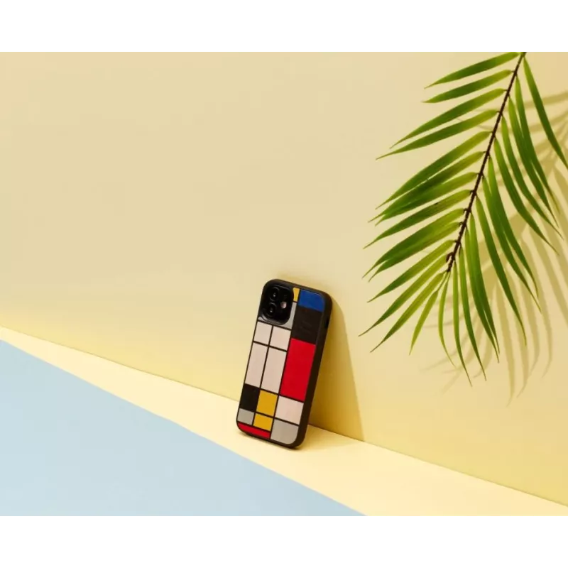 Capa para telemóvel Man and Wood para iPhone 12 mini — parte traseira em madeira, moldura preta