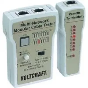 Testador de cabos Voltcraft CT-2, testador de cabos para BNC, RJ-11 e RJ-45 (TCT-141)