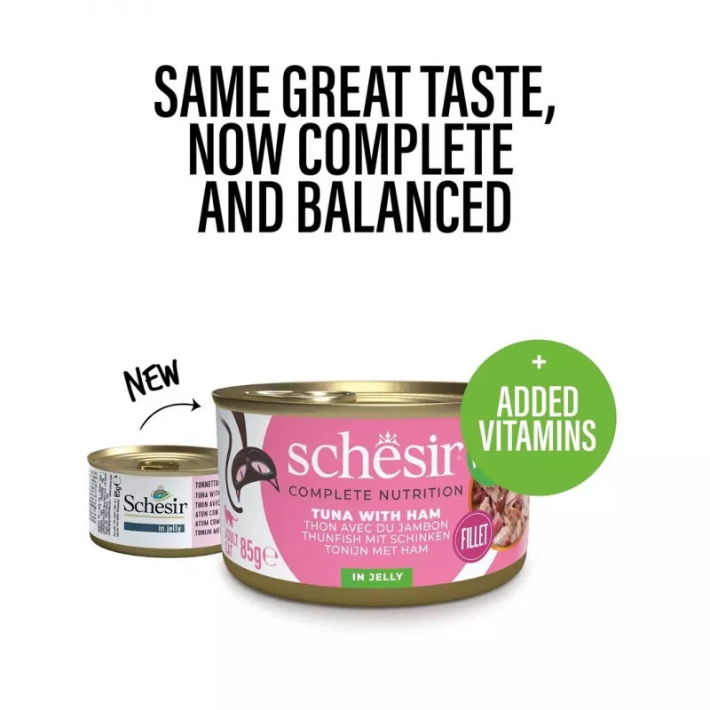 SCHESIR em geleia Atum com presunto - Alimento húmido para gatos - 85 g
