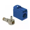 Conector coaxial DELOCK 89715 — FAKRA C macho, 90° angular, 13,8×21,5×9,5 mm