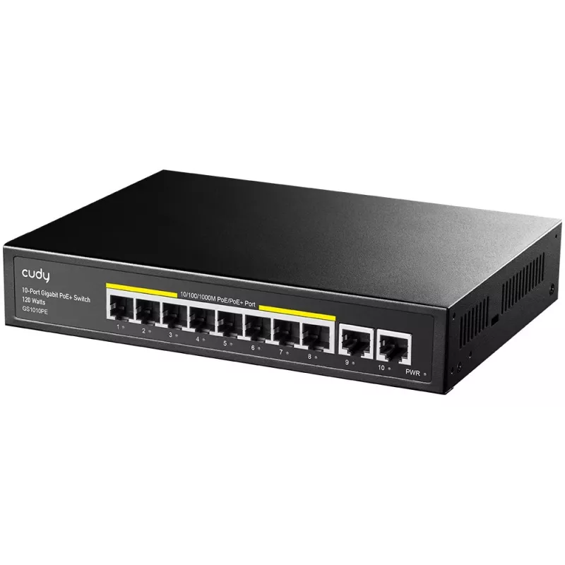 Cudy GS1010PE Switch de rede Gigabit Ethernet 10 portas PoE Preto