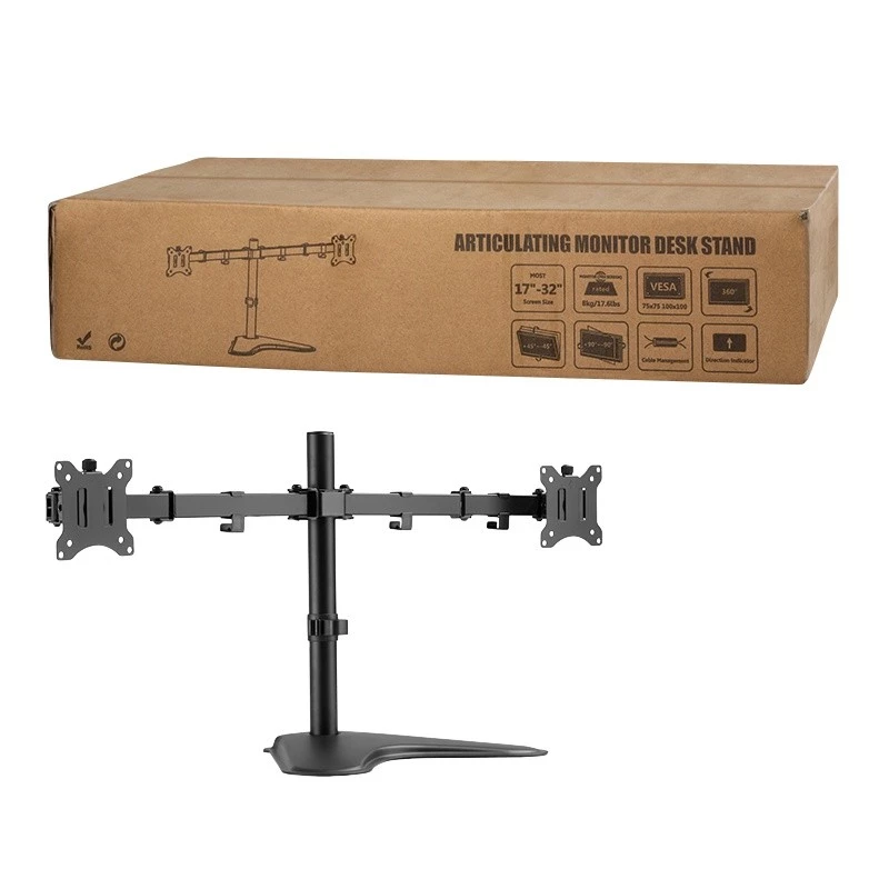Suporte para monitor LOGILINK BP0099 para 2 ecrãs, até 81,3 cm (32 polegadas), VESA 75x75–100x100, máx. 8 kg, preto