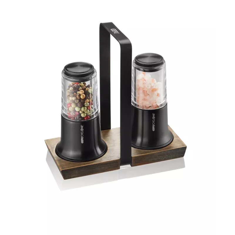 Conjunto de saleiro e pimenteiro GEFU X-plosion 11 cm preto — moinhos de mesa manuais, mecanismo de cerâmica