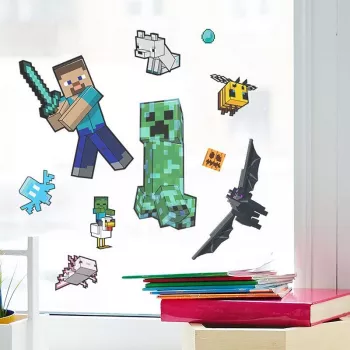 Autocolantes de janela Paladone Minecraft PP13105MCF – autocolantes decorativos reutilizáveis para janelas e superfícies lisas