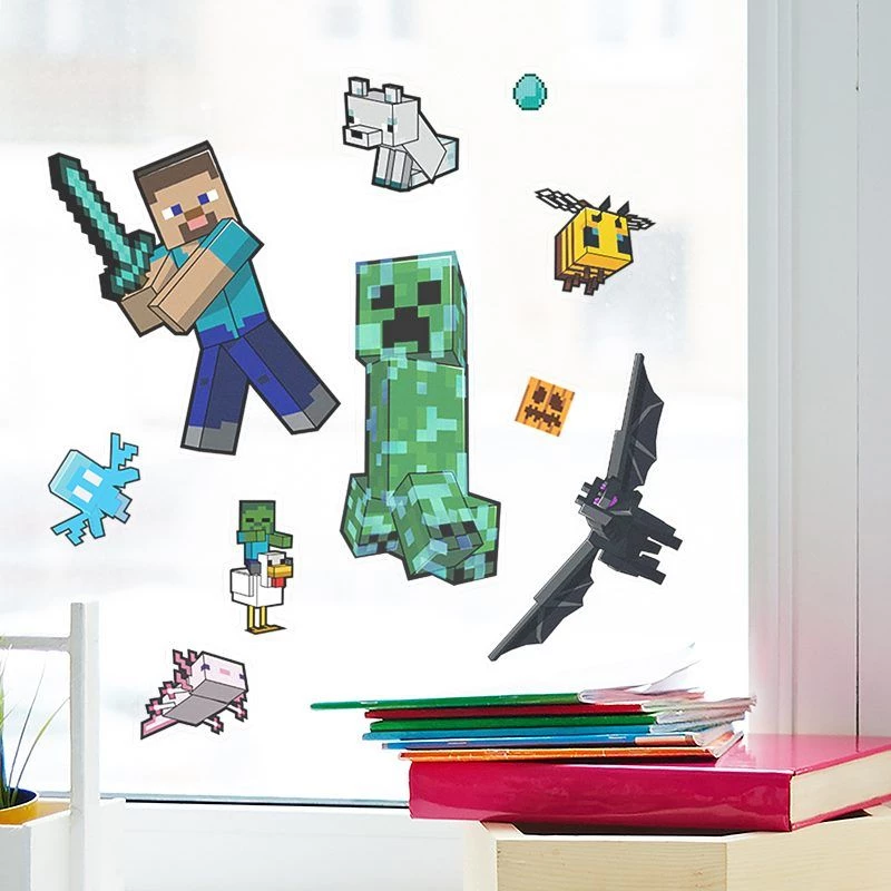Autocolantes de janela Paladone Minecraft PP13105MCF – autocolantes decorativos reutilizáveis para janelas e superfícies lisas
