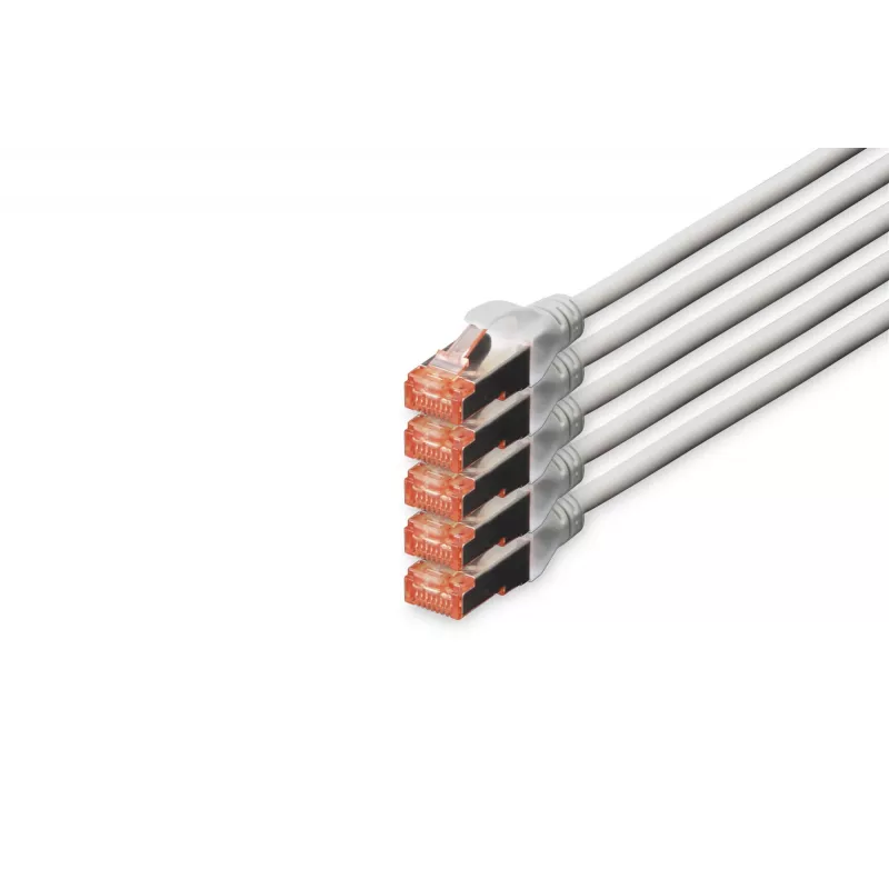 DIGITUS cabo de rede CAT6 S/FTP, 15 m, cinzento, pack de 5