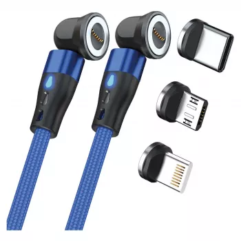 Cabo USB RealPower MagneticCharge2 1 m Azul Carregamento rápido Transferência de dados