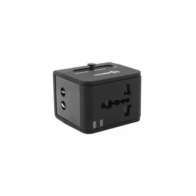Adaptador de viagem SBOX TA-23 com carregador duplo USB e compatibilidade universal de fichas