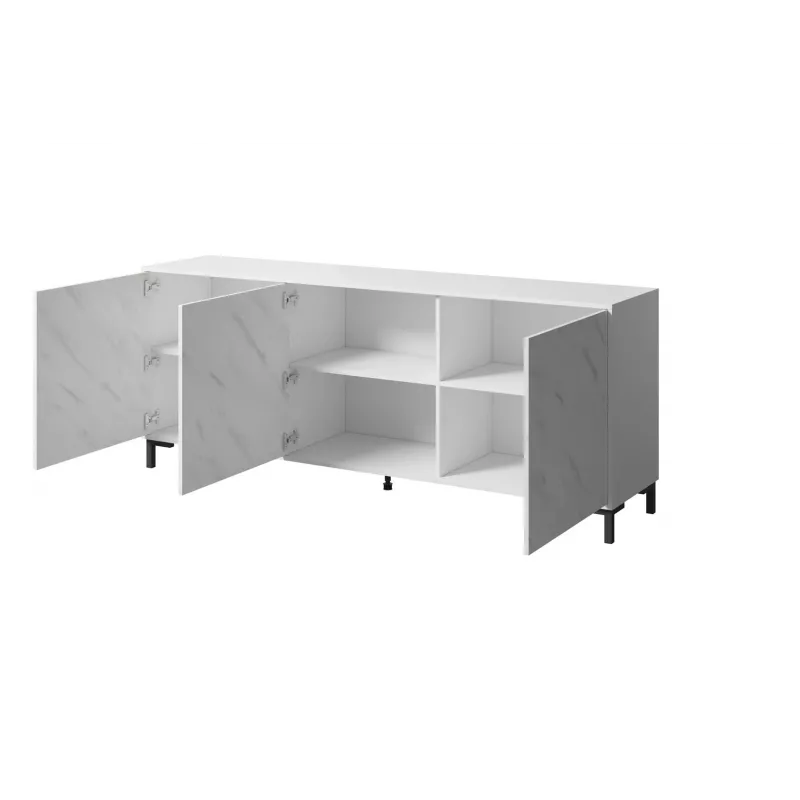 Cómoda MARMO 3D 200x45x80,5 cm branco mate/mármore branco