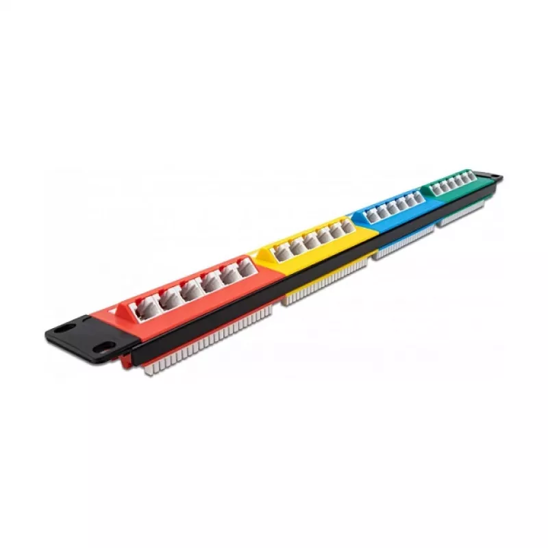 DeLOCK 19 polegadas Patchpanel 24 portas Cat.5e 1HE colorido RJ-45