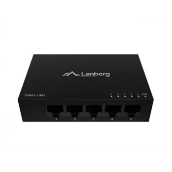 Switch de rede LANBERG DSM1-1005 5x 1 Gb/s não gerido desktop, caixa metálica, 12V