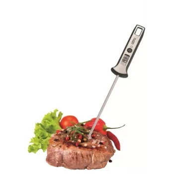 Termómetro alimentar digital GEFU 21820, sonda de aço inoxidável, -45 a 200 °C, tempo de resposta 10 s, preto