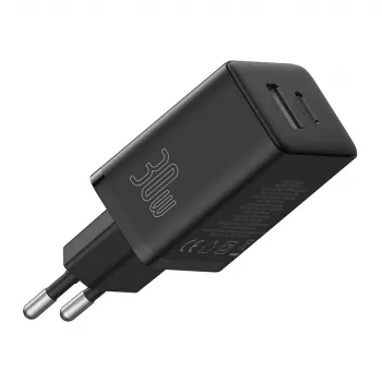 Fonte de alimentação Baseus P10111404113-00 Cube USB-C / USB-A 30W preta