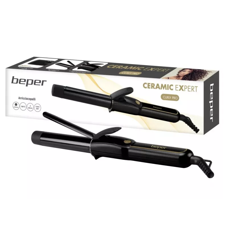 Beper P301PIS001 ferro de cachear cabelo, 25 mm, cerâmico, 180°C, 35 W, preto