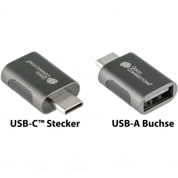 Adaptador Good Connections USB 3.2 Gen.1 3.0 macho C para fêmea USB-A caixa metálica galvanizada (USB-AD302)