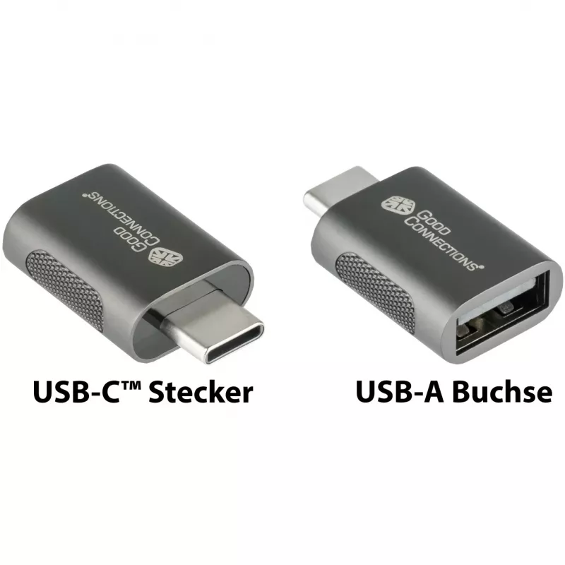 Adaptador Good Connections USB 3.2 Gen.1 3.0 macho C para fêmea USB-A caixa metálica galvanizada (USB-AD302)