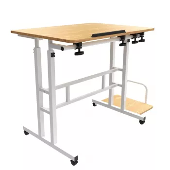 Mesa móvel para portátil Maclean, branca, 80x60cm, 50kg máx., altura ajustável 67-115cm, MC-124 W