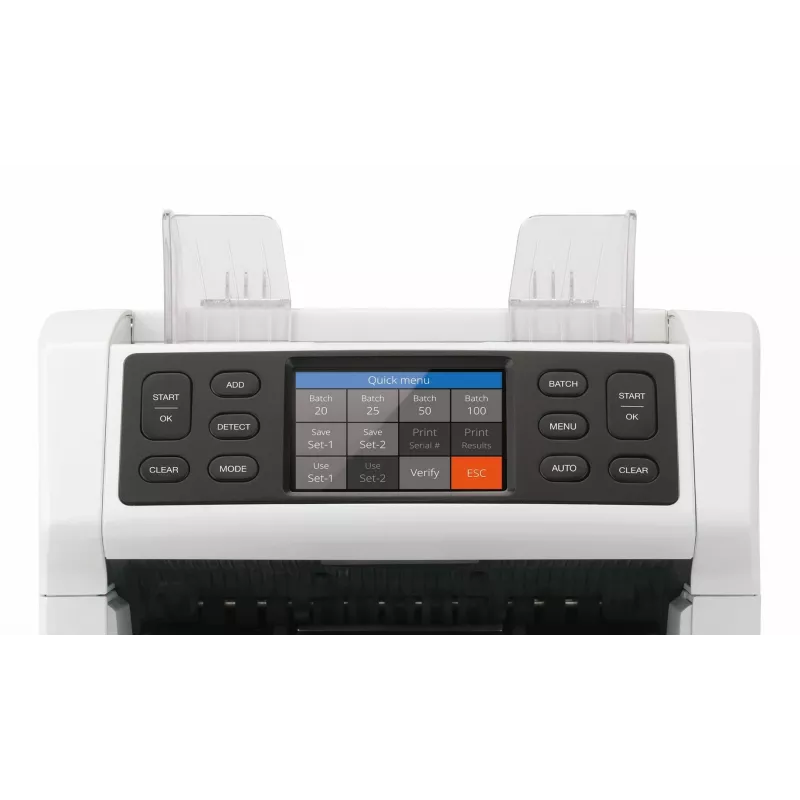 Safescan 2850 contador de notas com deteção de falsificações (UV, magnético, tamanho), 1500 notas/min, ecrã tátil, branco