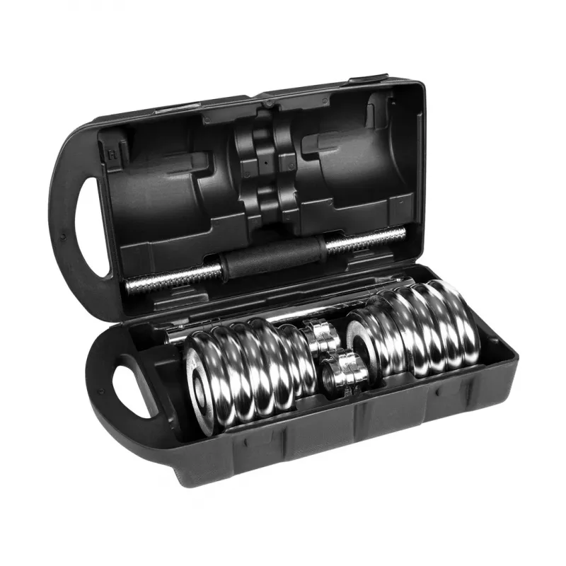 REBEL ACTIVE halteres ajustáveis em mala 15 kg com barra de halteres