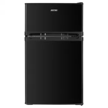 Frigorífico com congelador MPM MPM-87-CZ-15, 87 L, preto, congelador superior, portas reversíveis, prateleiras de vidro