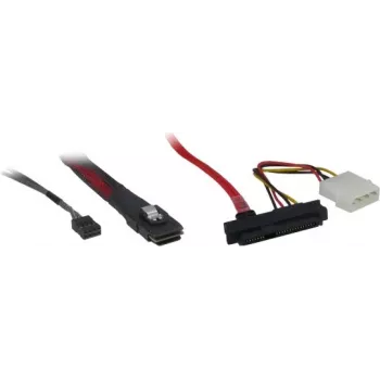 Inter-Tech - Cabo SAS interno - SAS 6Gbit/s - Mini SAS (SFF-8087) para alimentação interna, 4 pinos, SAS interno, 29 pinos (SFF-8482) - 50cm - preto, vermelho (88885001)