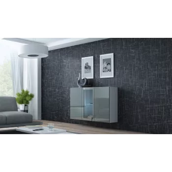 Aparador Cama Sideboard VIGO 90/120/38 branco/cinzento brilhante